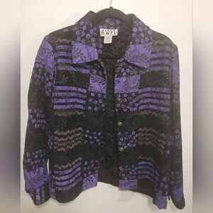 Vintage KEREN Hart Black and Purple Patterned Jacket
